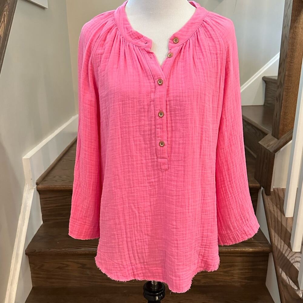 Elliott Lauren Elevated Casual Gauze Top - Pink Size Small